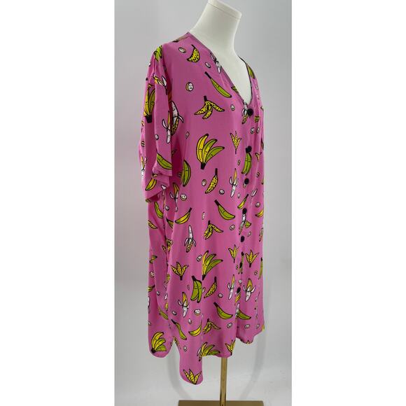 Nooworks Boobie Banana Pink Shirt Dress Shortsleeve Button up 3XL Plus size NWT - Picture 4 of 11